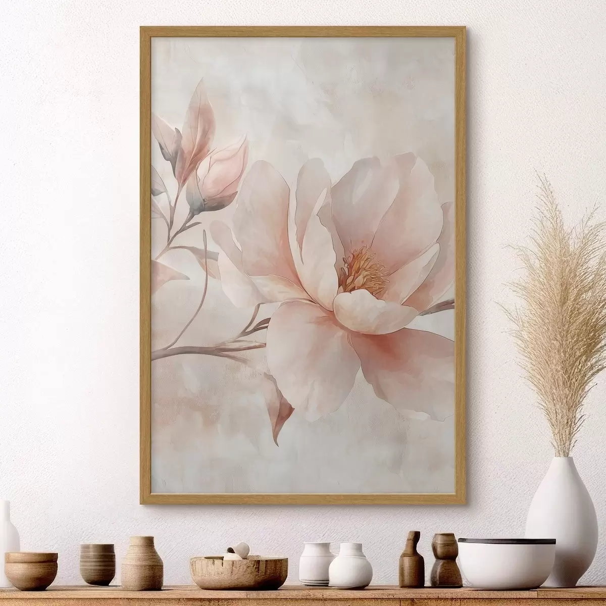 Poster Poederpioen met knop f51097