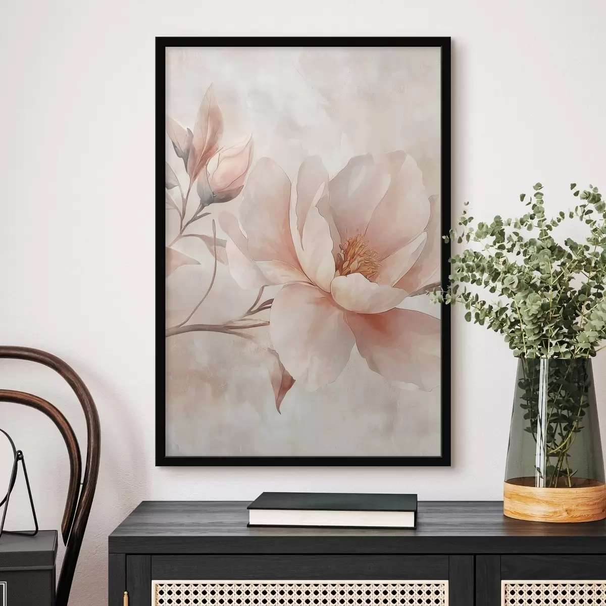 Poster Poederpioen met knop f51097