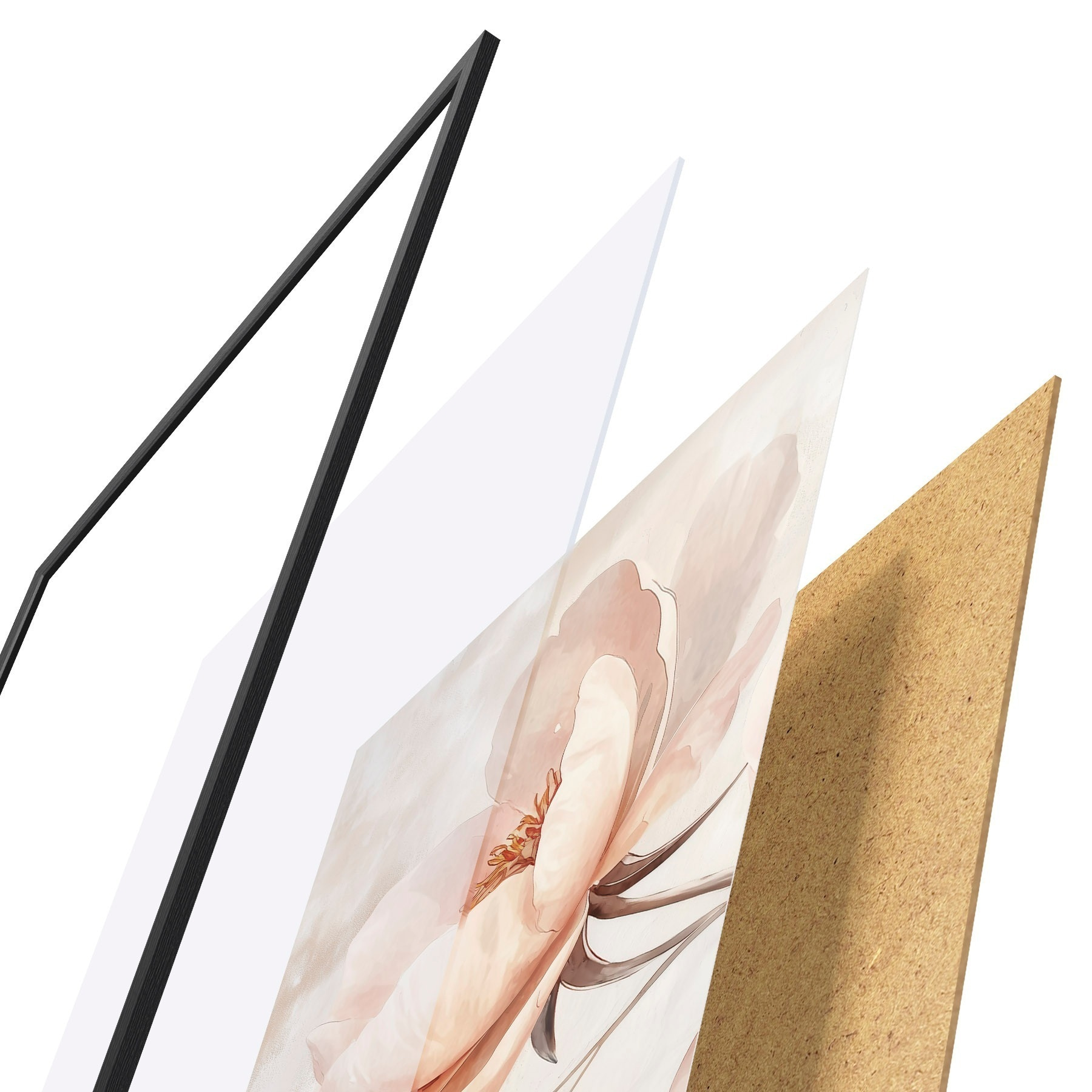 Poster Roze-beige bloem in aquarelstijl f51098