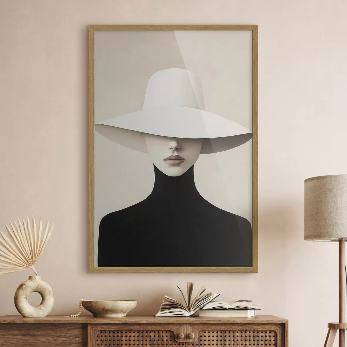 Poster Vrouw met een witte hoed f51146