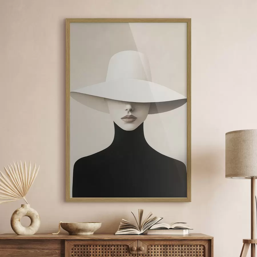 Fotobehang Vrouw met een witte hoed f51146