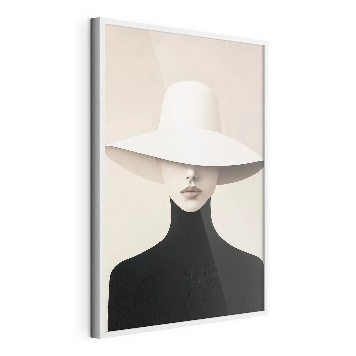 Poster Vrouw met een witte hoed f51146