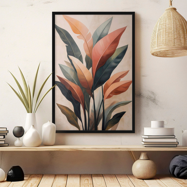 Poster Abstracte bladeren, Affiches Uniek, f51156bk : Uwalls