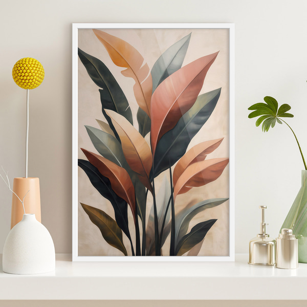 Poster Abstracte bladeren, Affiches Uniek, f51156wh : Uwalls
