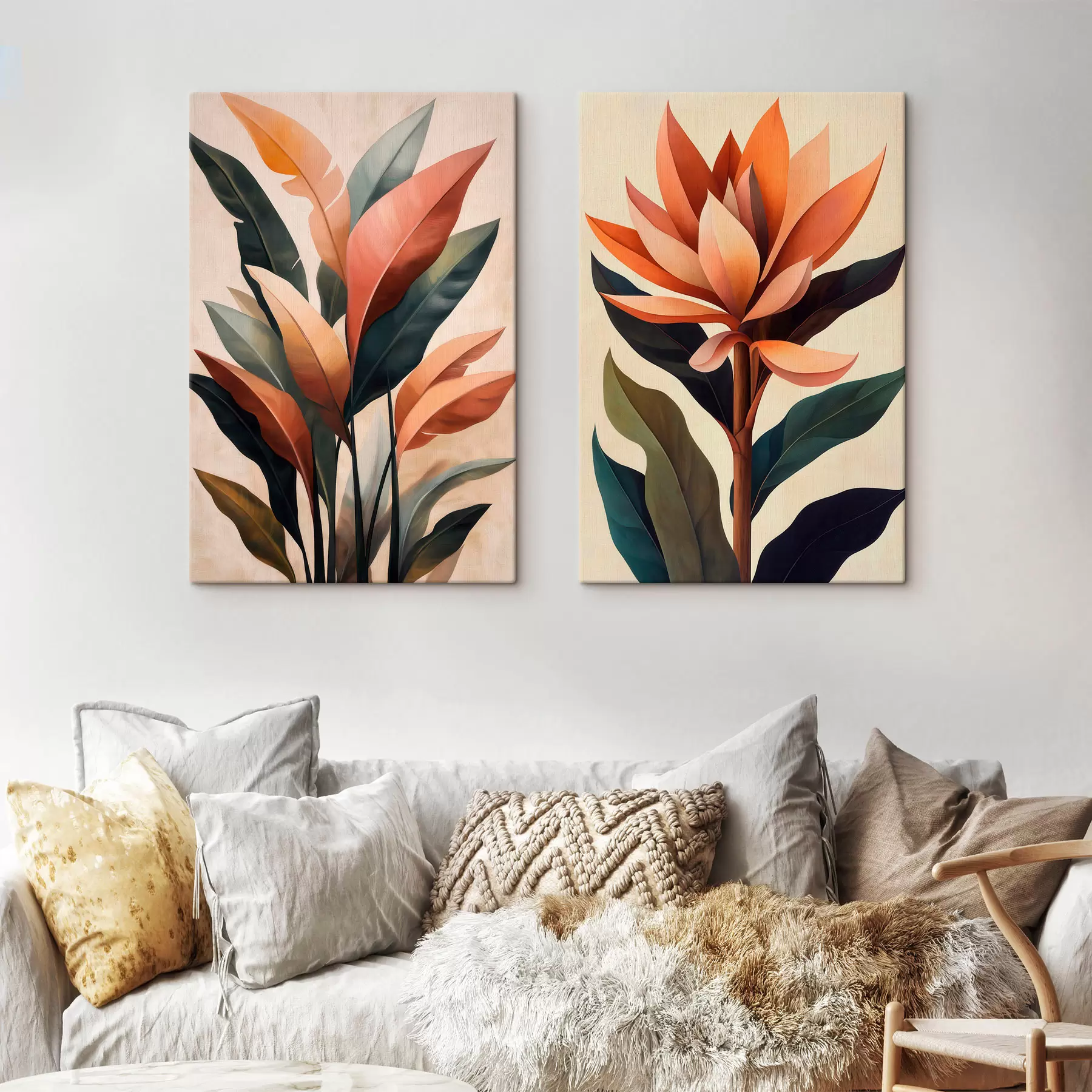  Schilderijen Abstracte bloemen en bladeren m31105