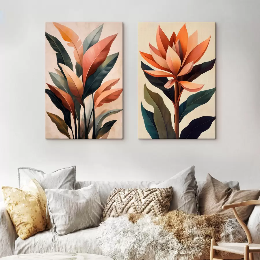  Schilderijen Abstracte bloemen en bladeren m31105