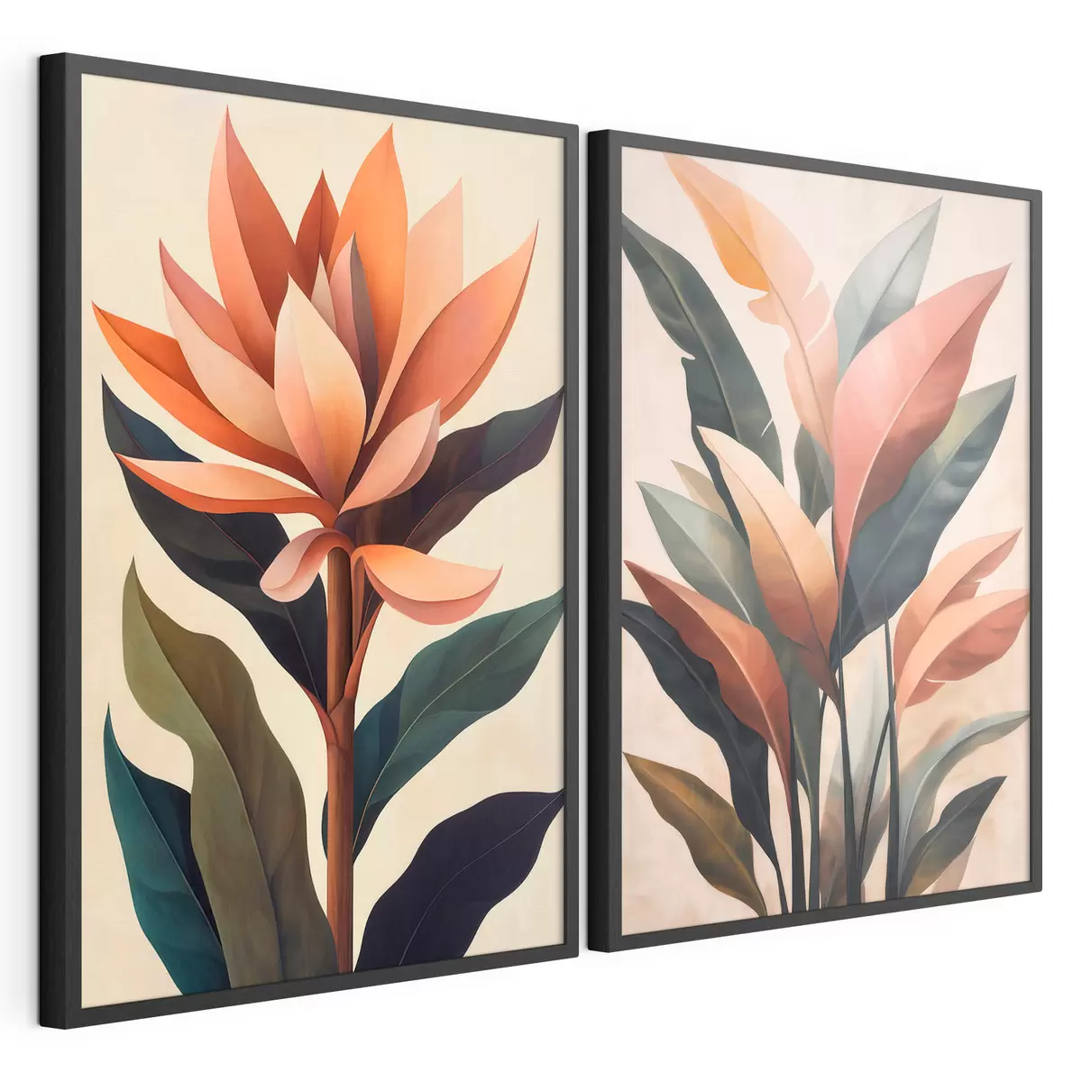 Poster Abstracte bloemen en bladeren d31105
