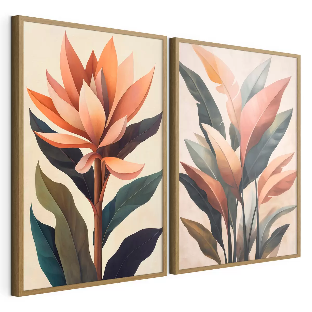 Poster Abstracte bloemen en bladeren d31105