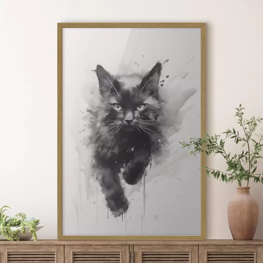 Fotobehang Kat, imitatie van een schilderij f51168