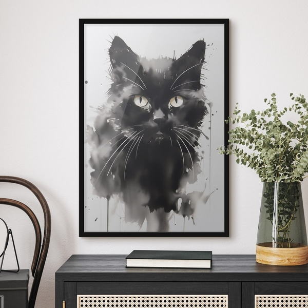 Poster Portret van een kat, imitatie van een schilderij, Affiches Uniek, f51169bk : Uwalls