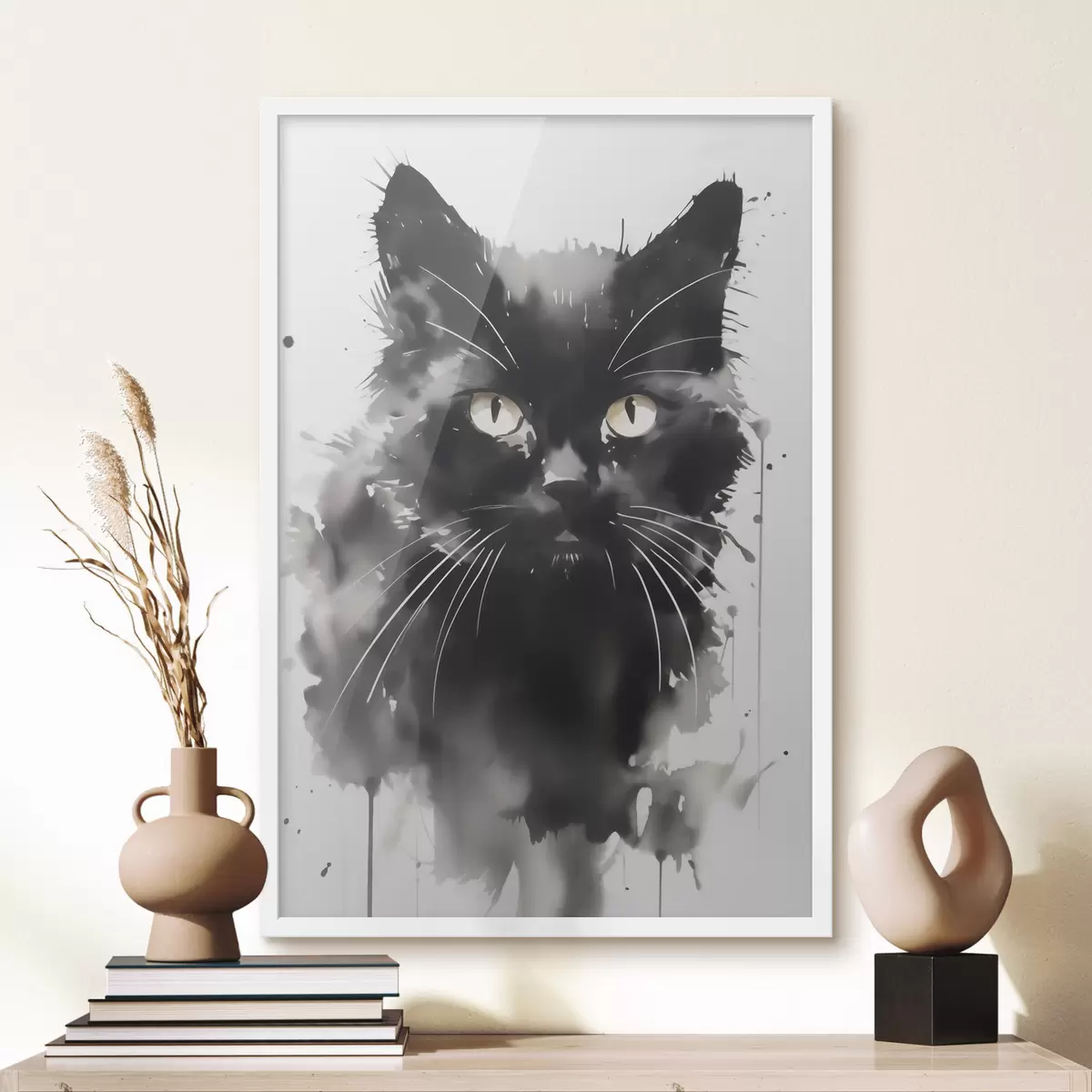 Poster Portret van een kat, imitatie van een schilderij f51169