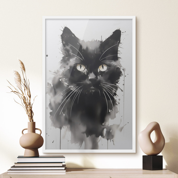 Poster Portret van een kat, imitatie van een schilderij, Affiches Uniek, f51169wh : Uwalls