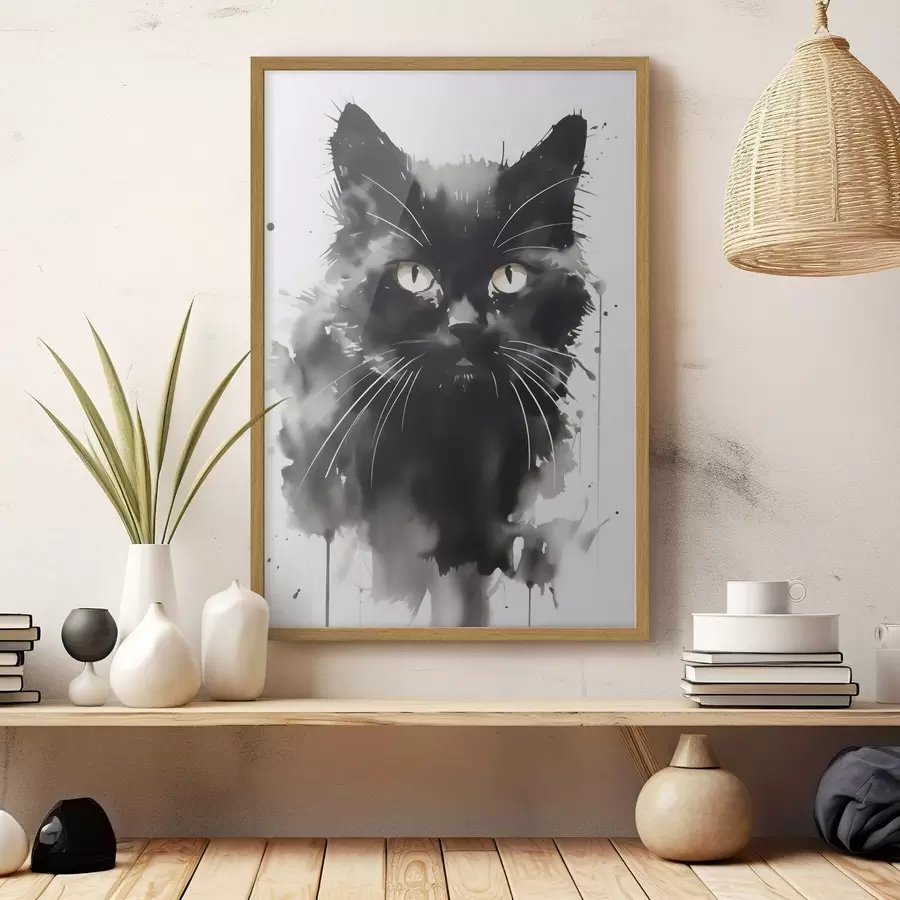 Fotobehang Portret van een kat, imitatie van een schilderij f51169