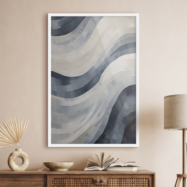 Poster Abstracte brede strepen, imitatie van een schilderij, Affiches Uniek, f51170wh : Uwalls