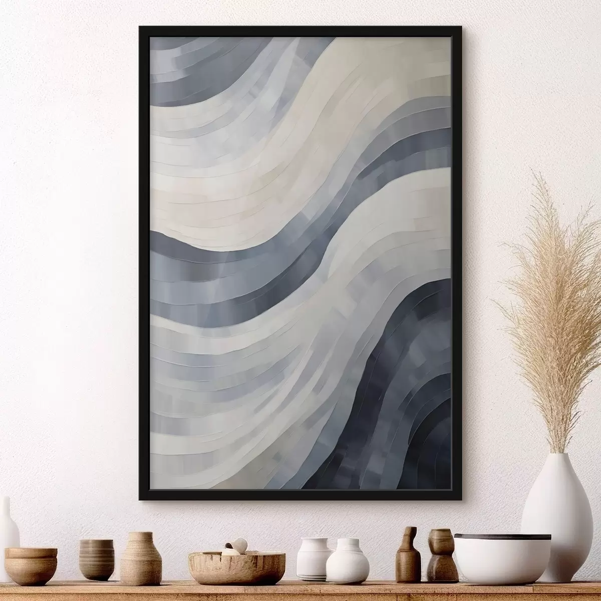 Poster Abstracte brede strepen, imitatie van een schilderij f51170
