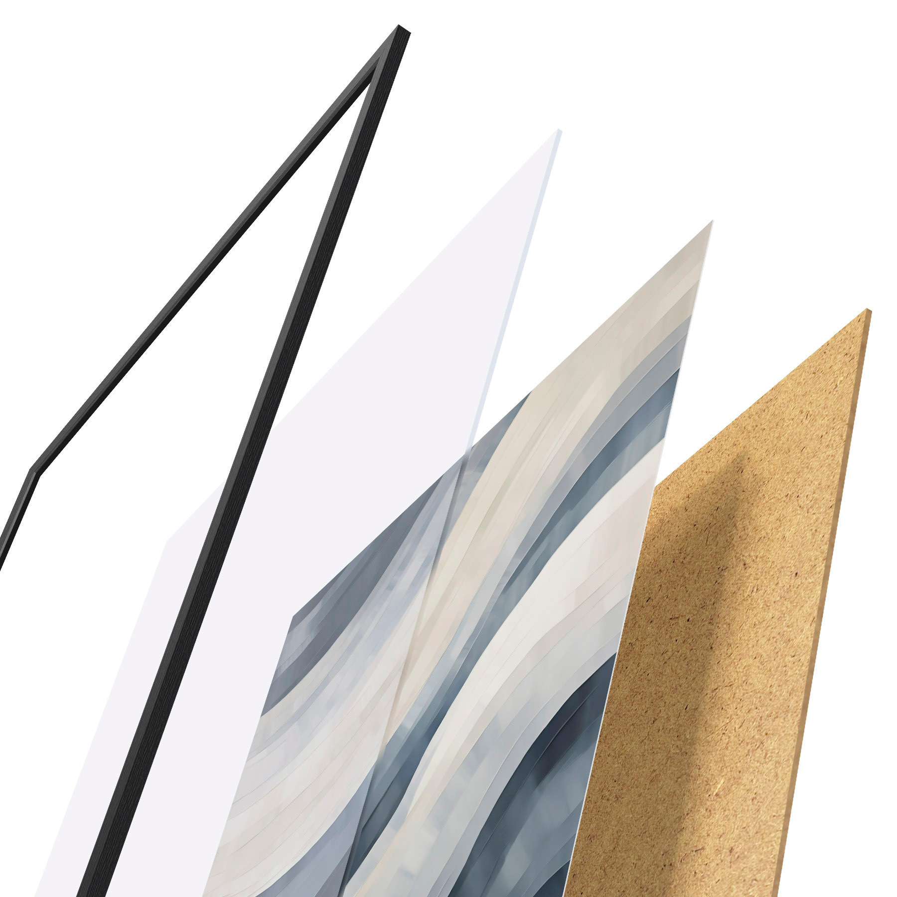 Poster Abstracte brede strepen, imitatie van een schilderij f51170