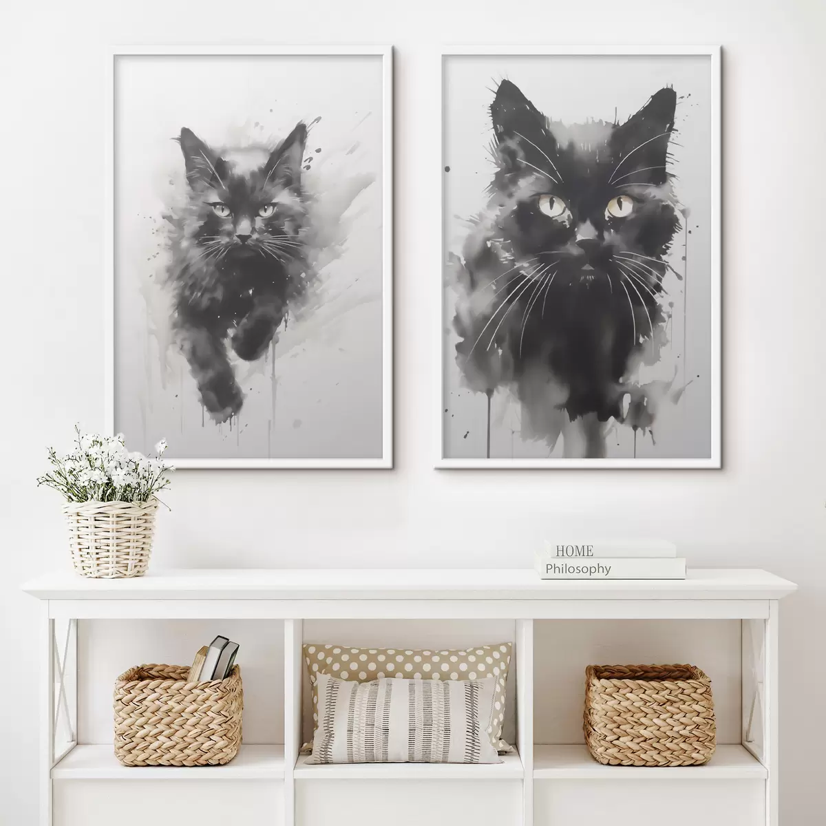 Poster Kat, imitatie van een schilderij d31110