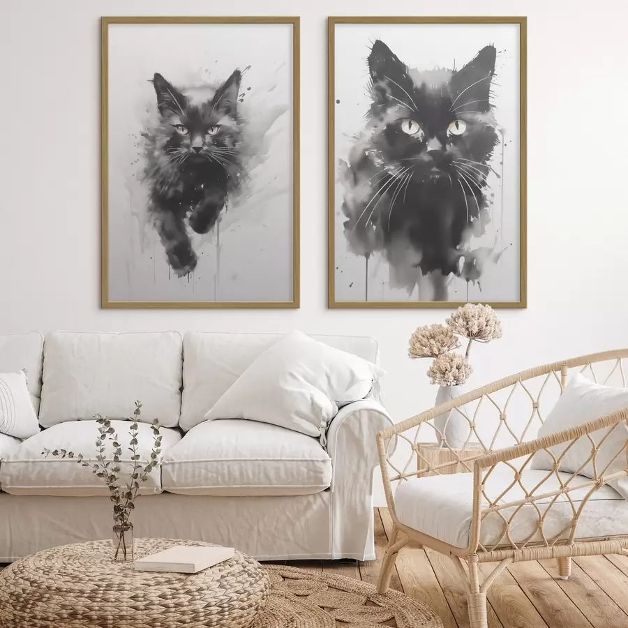 Fotobehang Kat, imitatie van een schilderij d31110