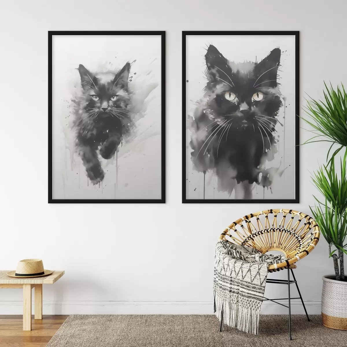 Poster Kat, imitatie van een schilderij d31110