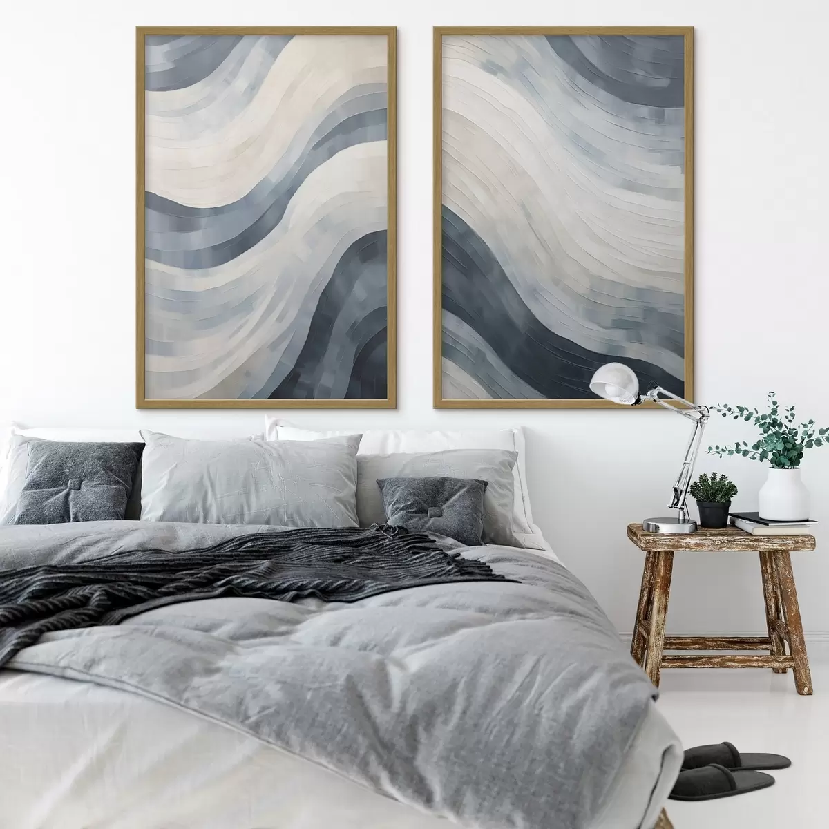 Poster Abstracte brede strepen, imitatie van een schilderij d31111