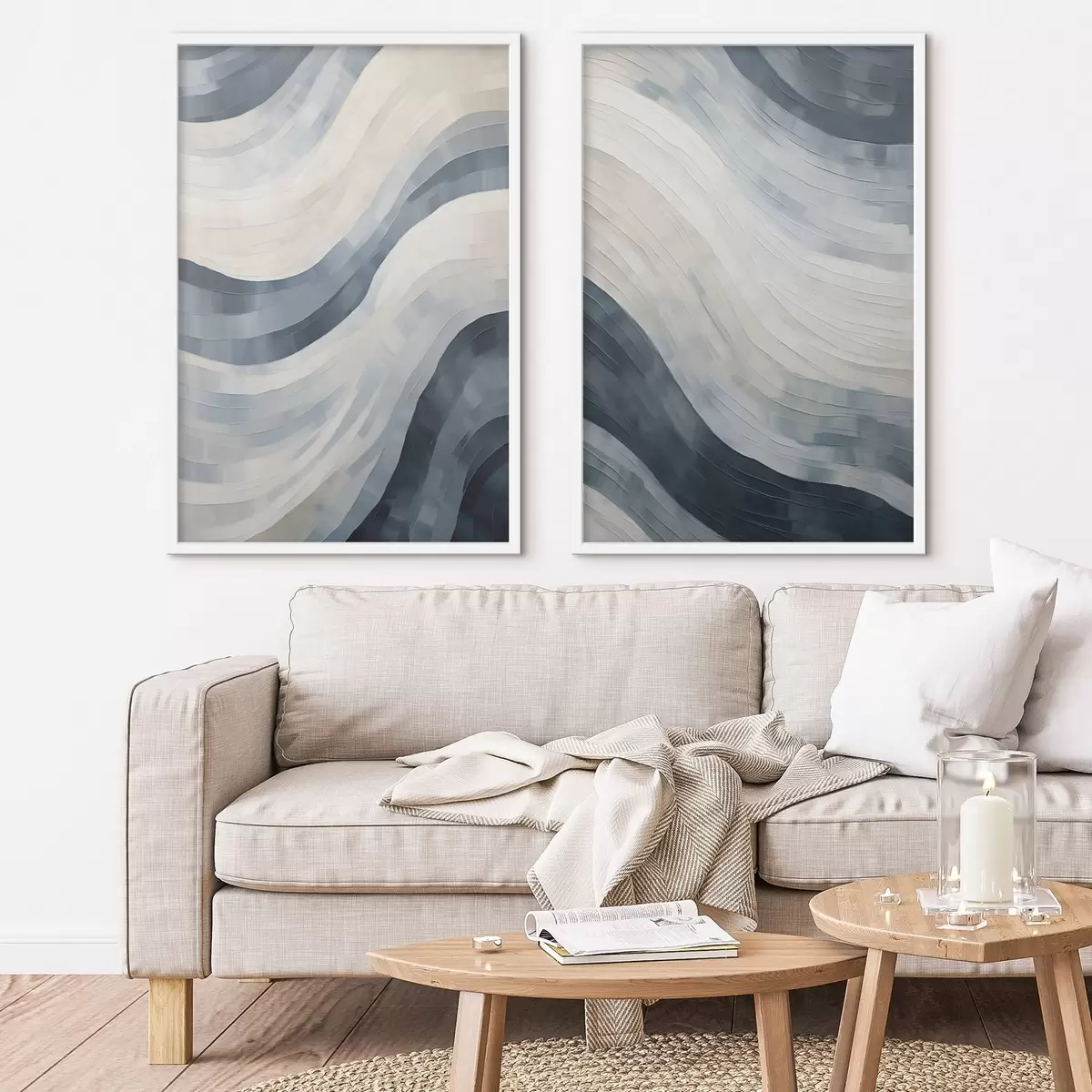 Poster Abstracte brede strepen, imitatie van een schilderij d31111