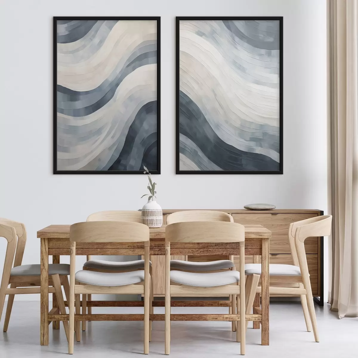 Poster Abstracte brede strepen, imitatie van een schilderij d31111