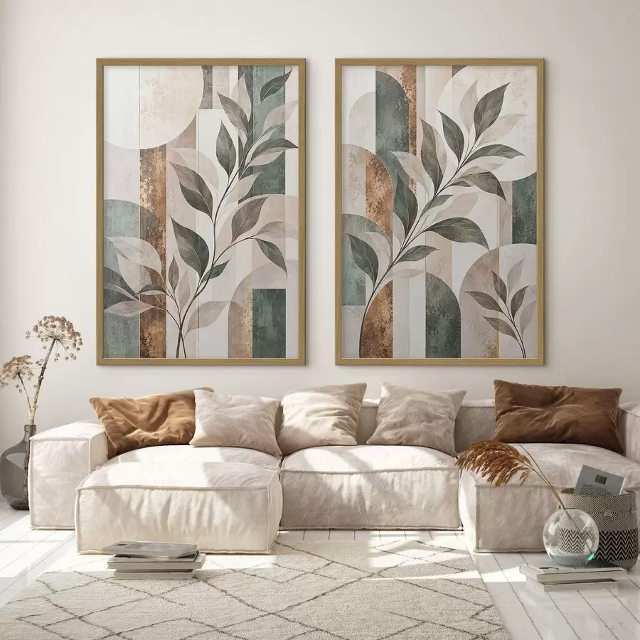 Fotobehang Abstracte voorstelling met een tak met bladeren d31117