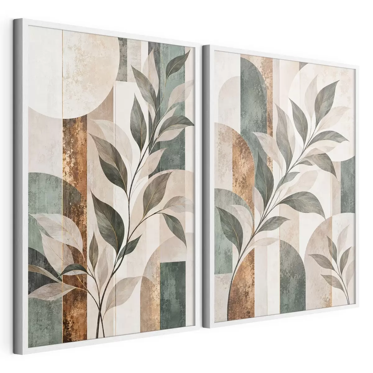 Poster Abstracte voorstelling met een tak met bladeren d31117