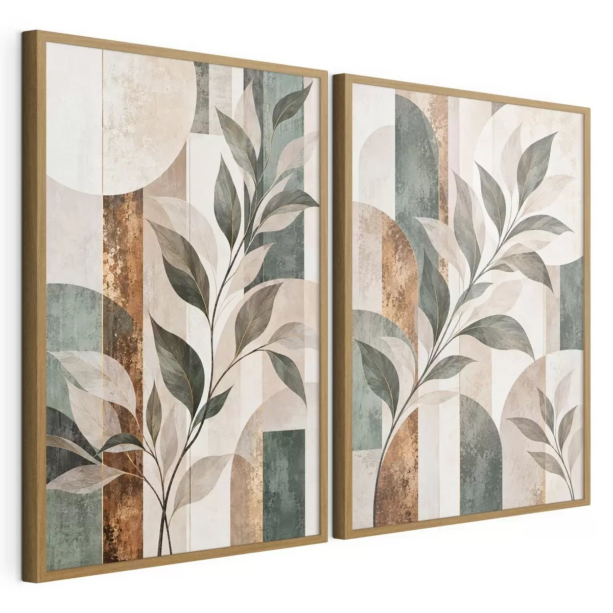 Poster Abstracte voorstelling met een tak met bladeren d31117