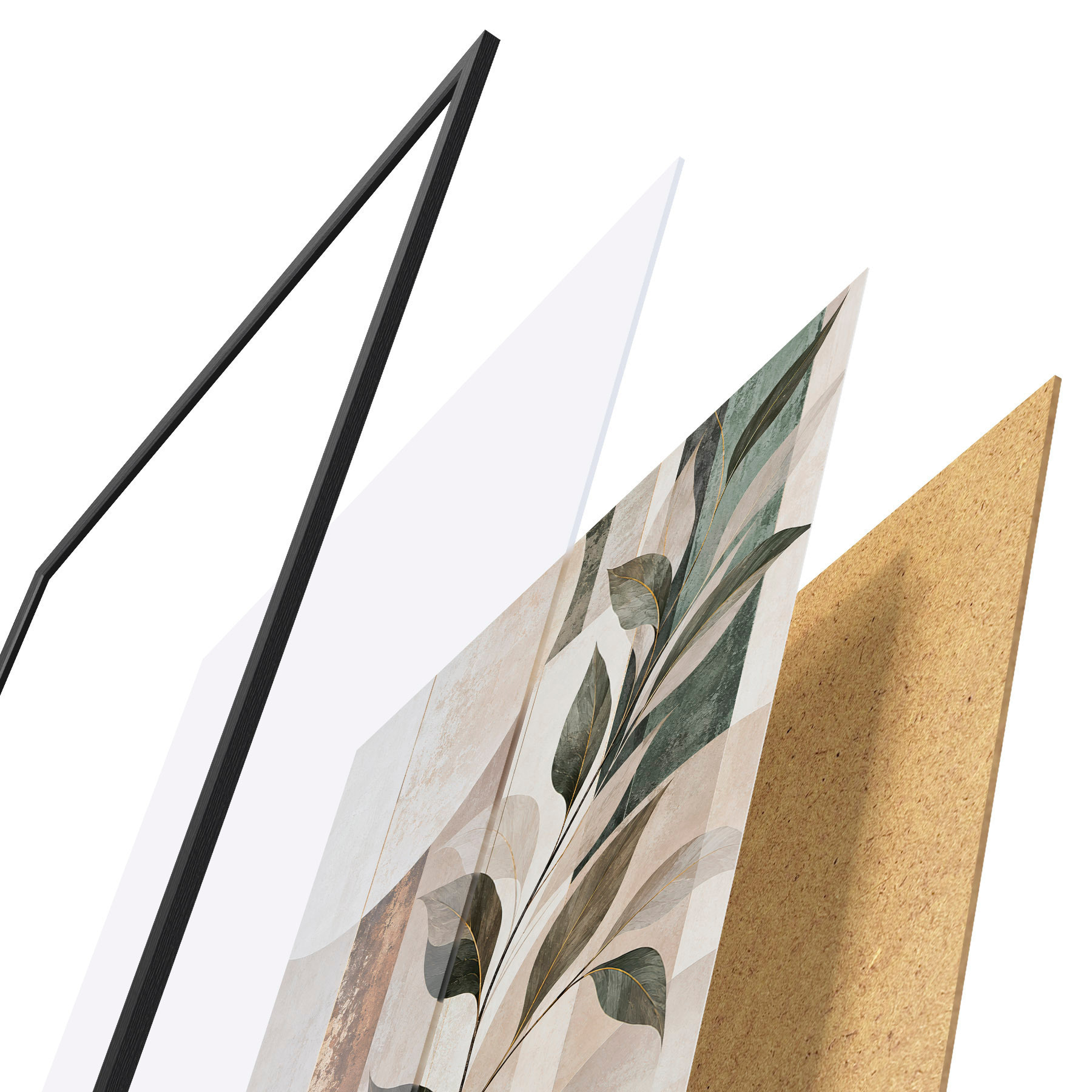 Poster Abstracte voorstelling met een tak met bladeren d31117