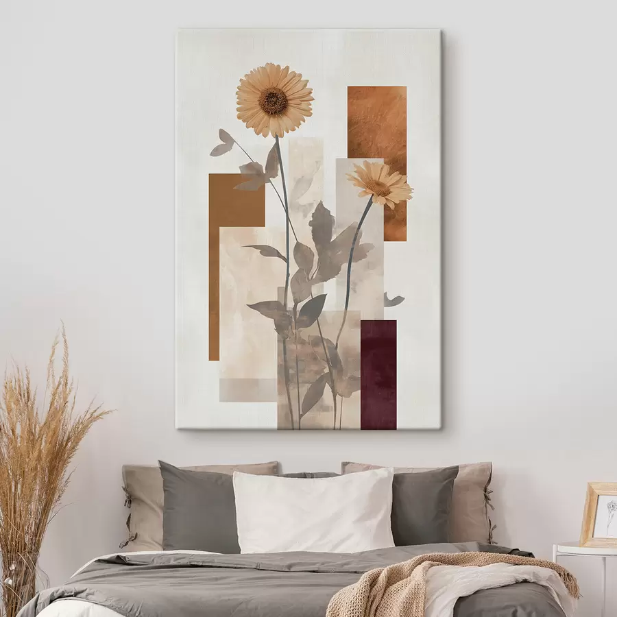 Fotobehang Bloemen en geometrische vormen s51179
