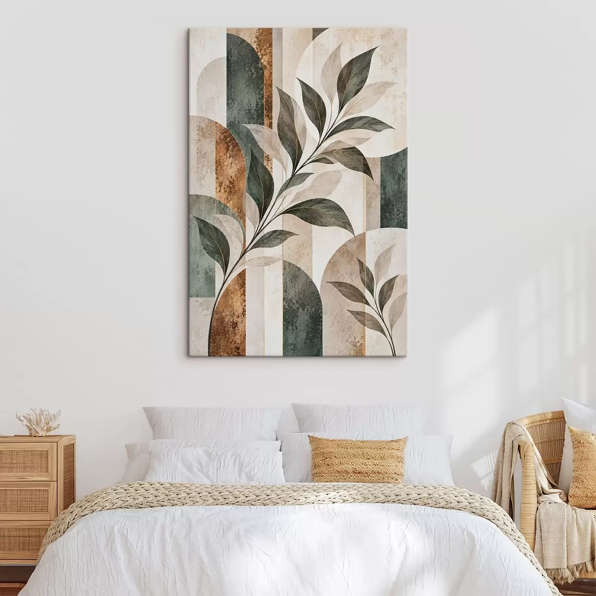  Schilderijen Abstracte voorstelling met een tak met bladeren s51181