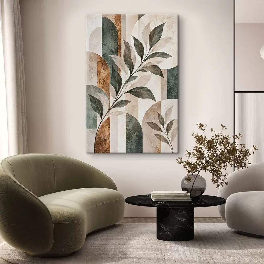 Fotobehang Abstracte voorstelling met een tak met bladeren s51181
