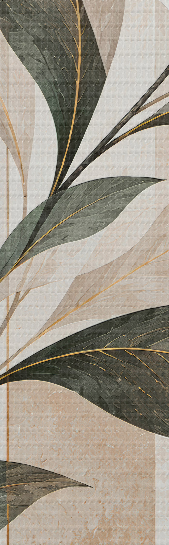  Schilderijen Abstracte voorstelling met een tak met bladeren s51181
