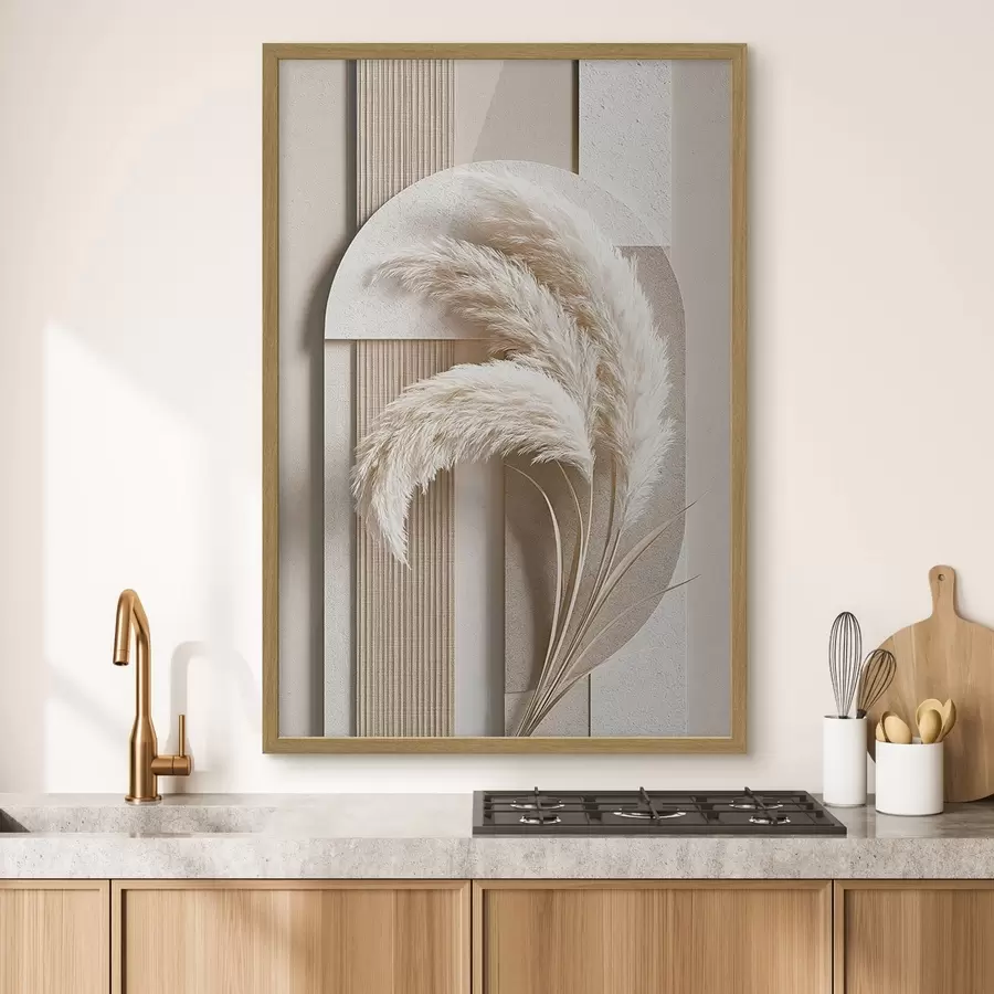 Fotobehang Pampasgras en geometrische bogen f50869