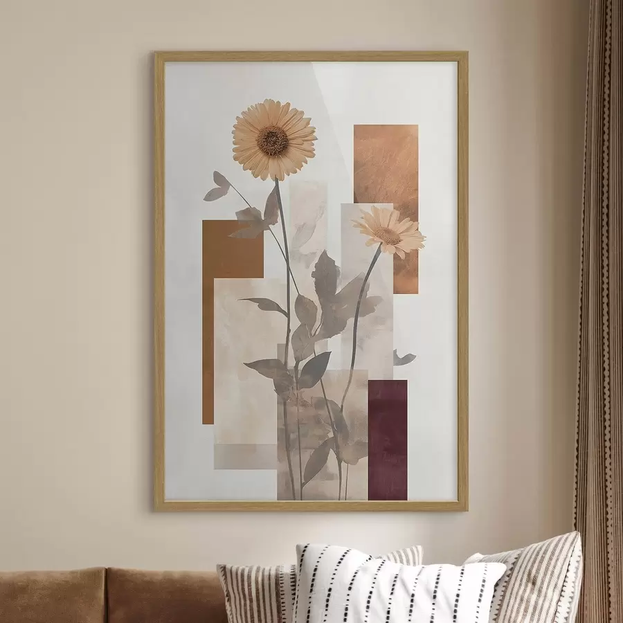 Fotobehang Bloemen en geometrische vormen f51179