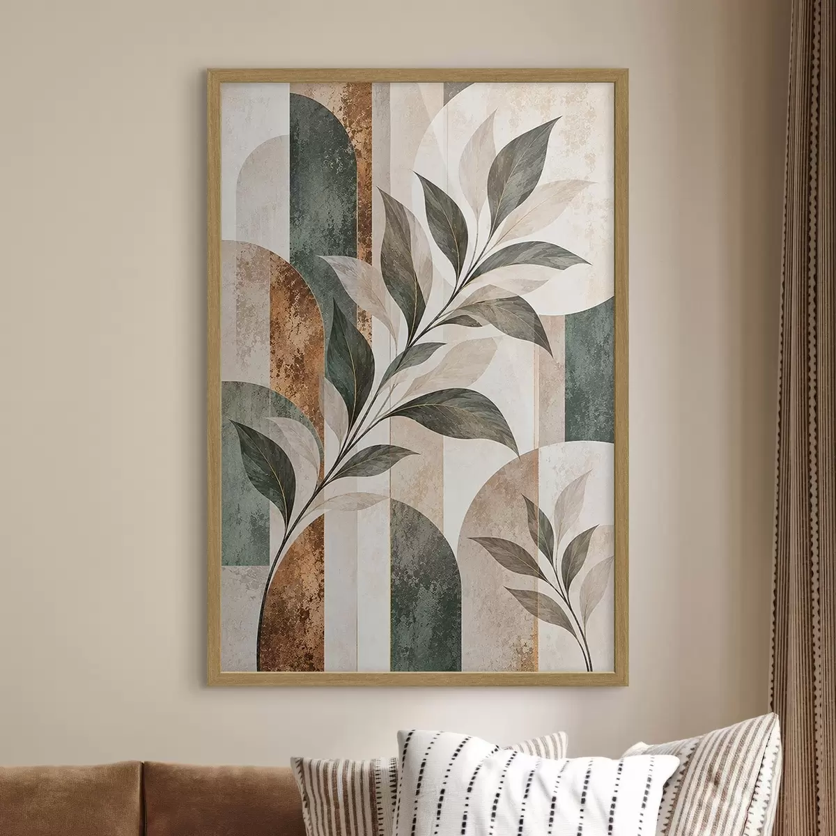 Poster Abstracte voorstelling met een tak met bladeren f51181