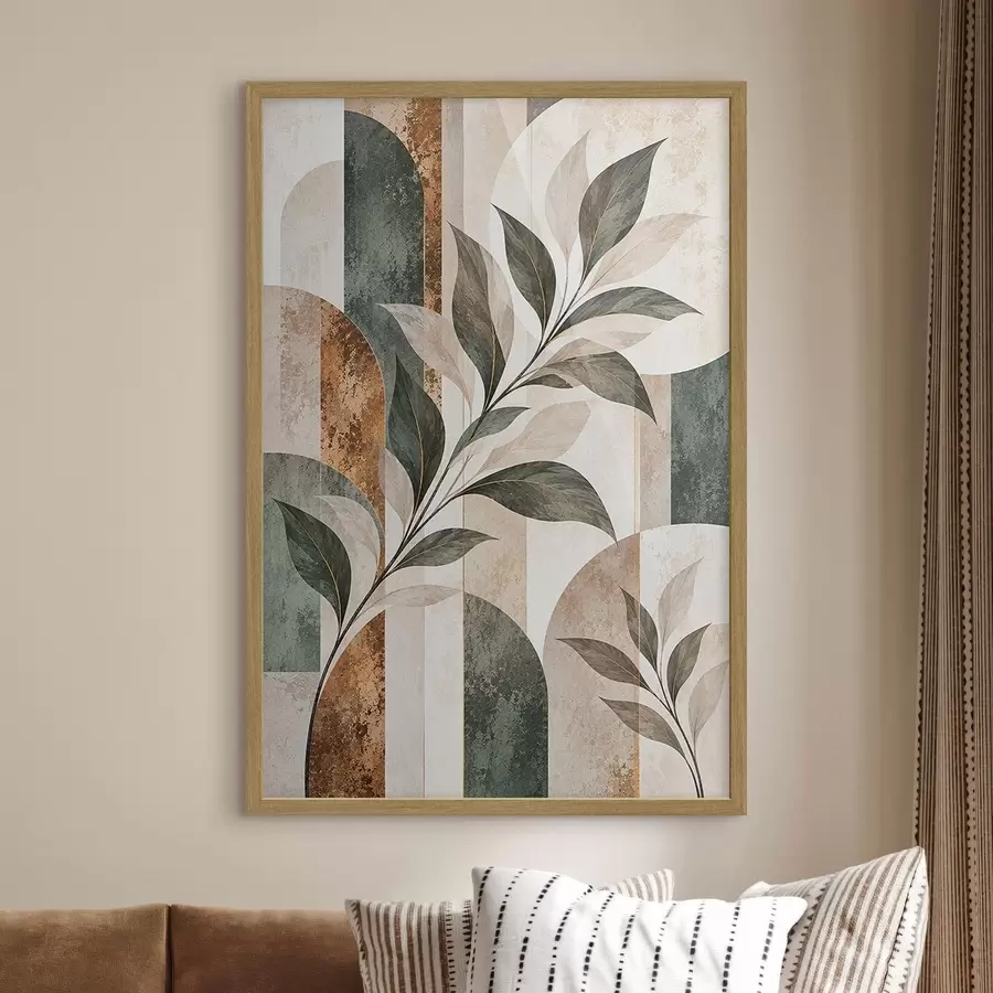 Fotobehang Abstracte voorstelling met een tak met bladeren f51181