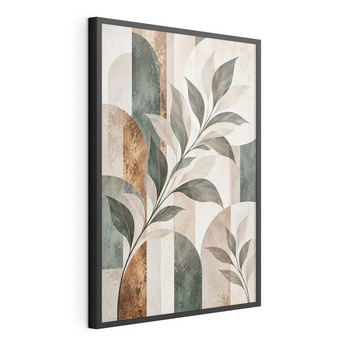 Poster Abstracte voorstelling met een tak met bladeren f51181
