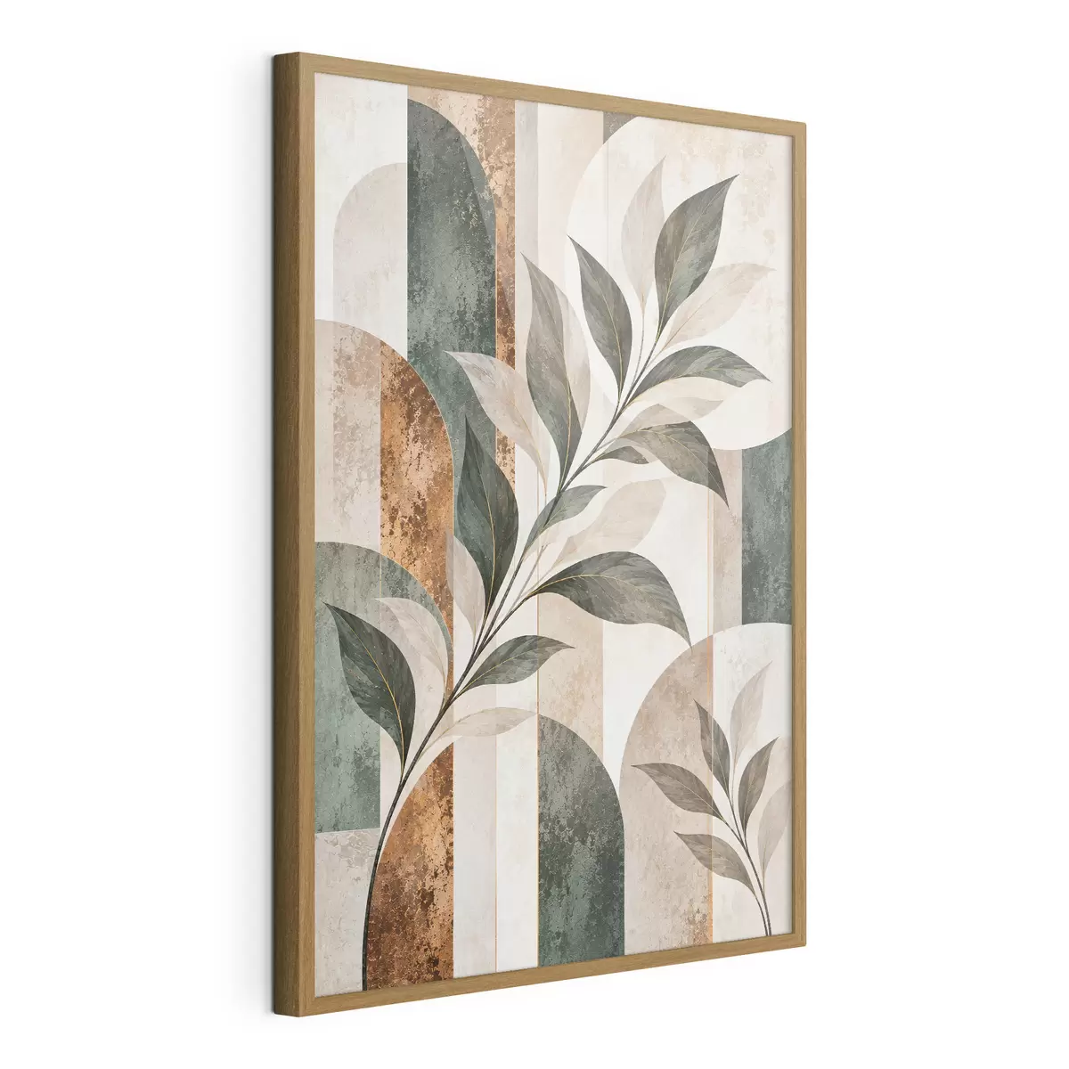Poster Abstracte voorstelling met een tak met bladeren f51181