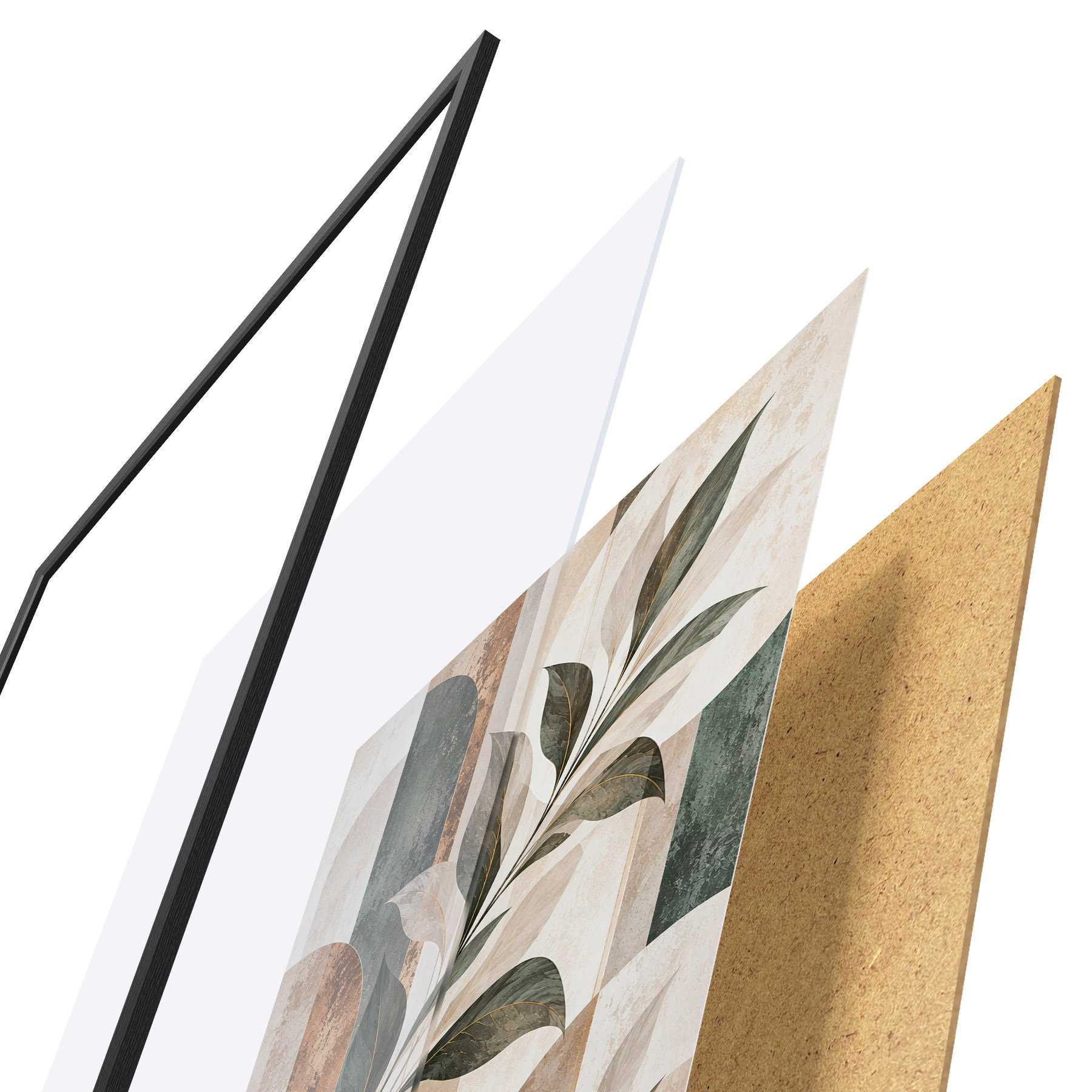Poster Abstracte voorstelling met een tak met bladeren f51181