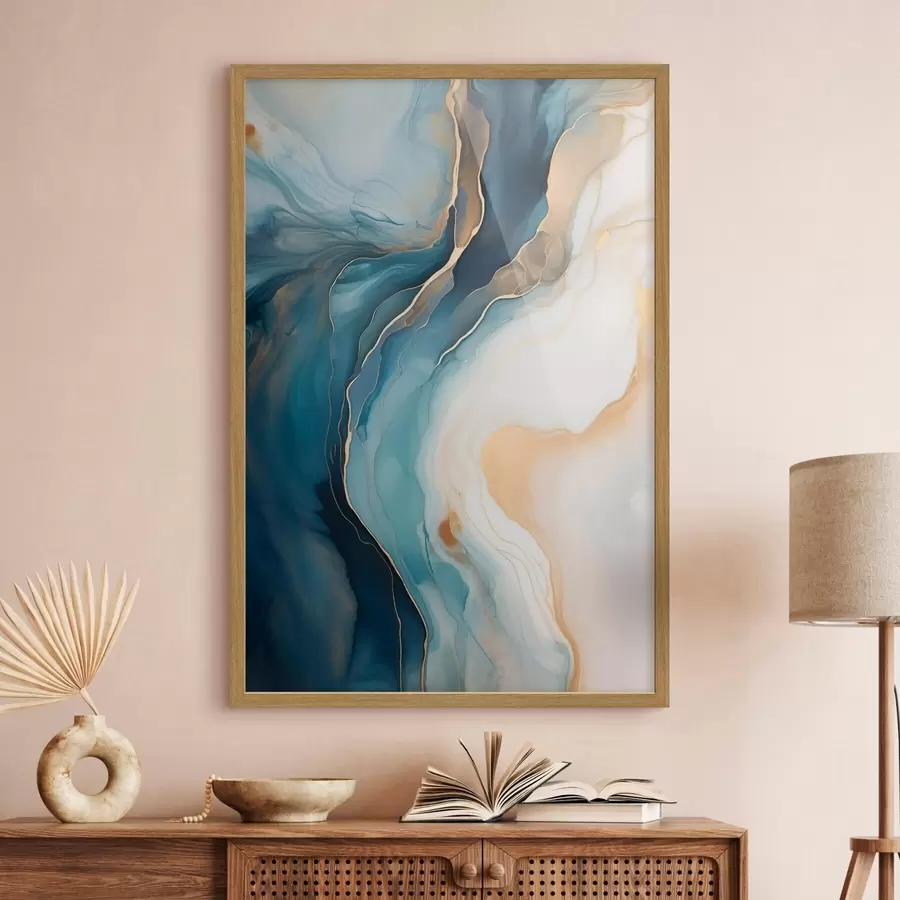 Fotobehang Smaragdgroen marmer met amberkleurige aders f51083