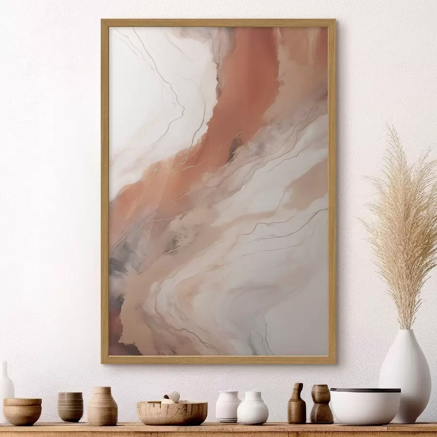 Fotobehang Warme terracotta-kleurige golven in de vloeiende kunst f51085