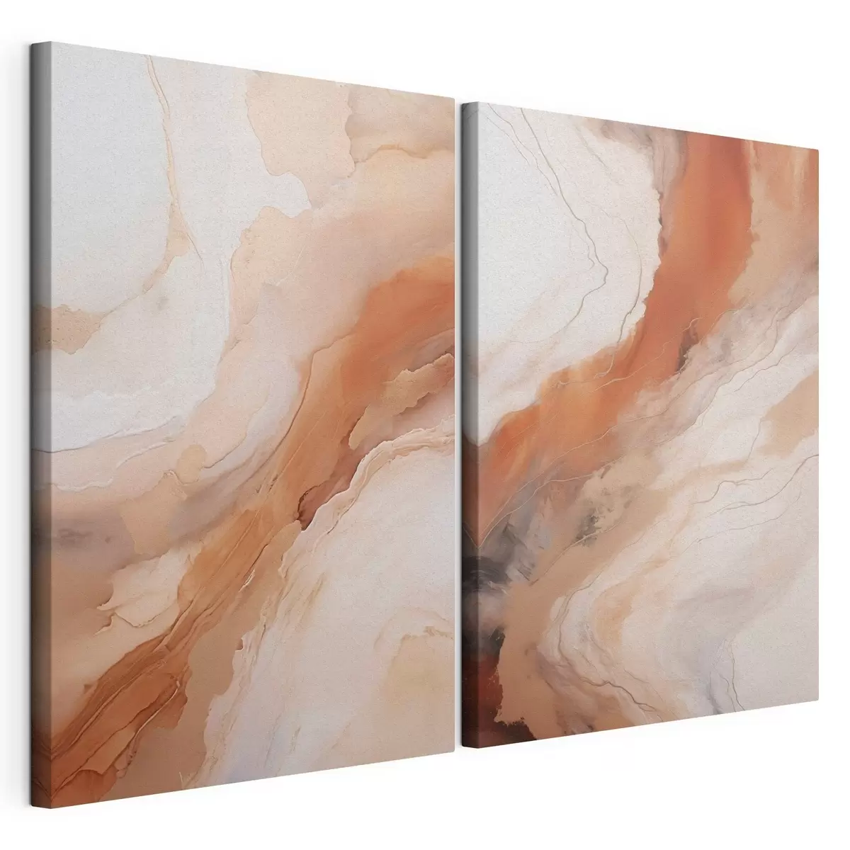  Schilderijen Beige en terracotta lagen in de ‘fluid art’-stijl m31089
