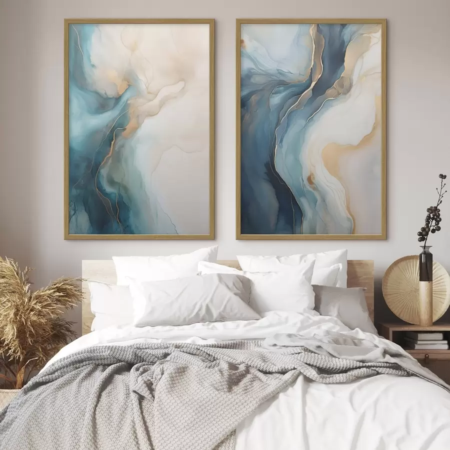 Fotobehang Golven van azuurblauw en smaragdgroen marmer d31088