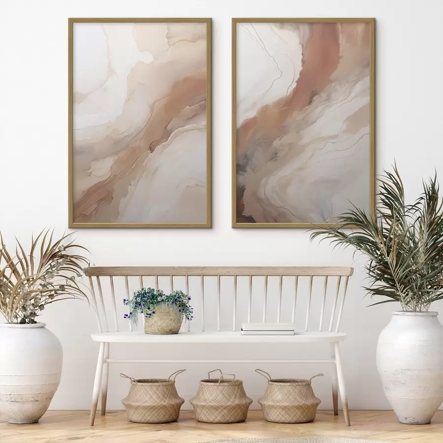 Fotobehang Beige en terracotta lagen in de ‘fluid art’-stijl d31089
