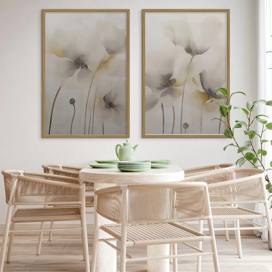 Fotobehang Luchtige papavers in pasteltinten d31090