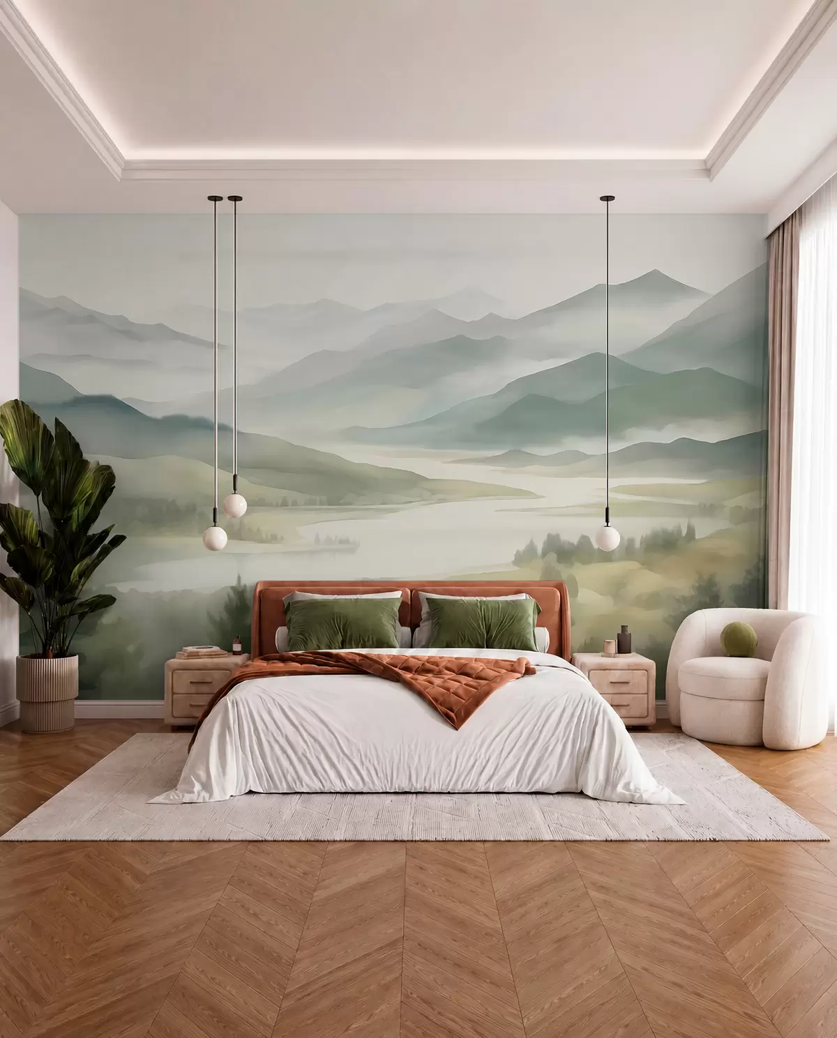 Fotobehang Bergen met een meer op de achtergrond w05833