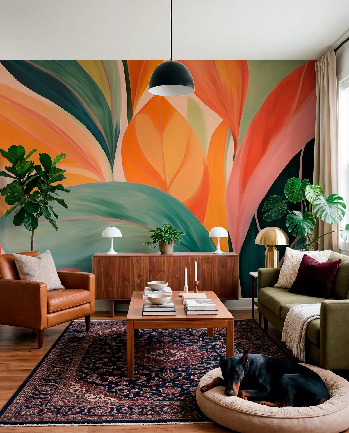 Fotobehang Kleurrijke, puntige bladeren w06005