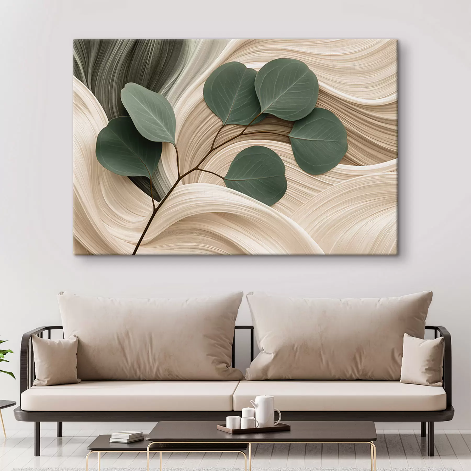  Schilderijen Abstracte bladeren en golvende lijnen s51283